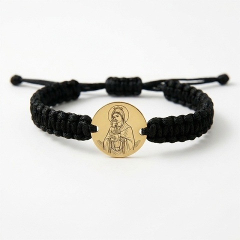 Sfânta Ana – brățară cu bănuț din aur 14K pe șnur, personalizabilă - Img 5