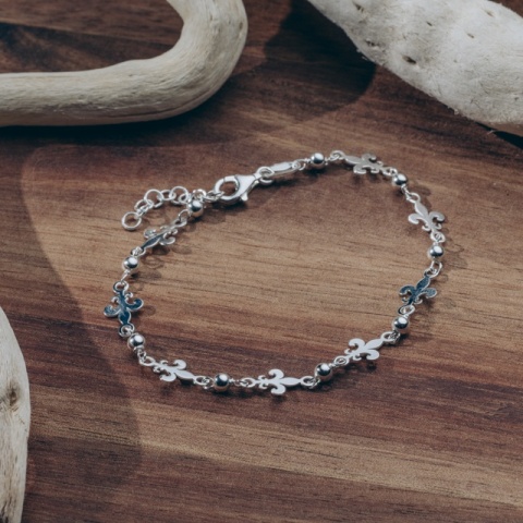 Silberarmband mit Irisblüten