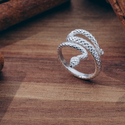 Verstellbarer Ring aus Sterlingsilber, Schlangenmuster - Img 4