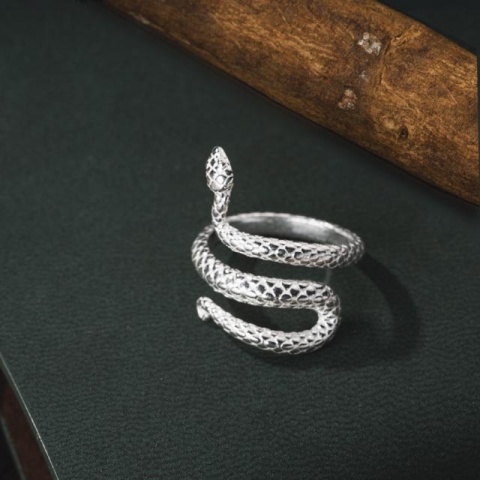 Verstellbarer Ring aus Sterlingsilber, Schlangenmuster