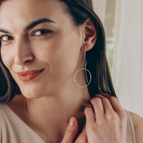 Beschreibung des Produkts: Sterling Silber Ohrringe mit Reifen und zarte Kette - Img 7