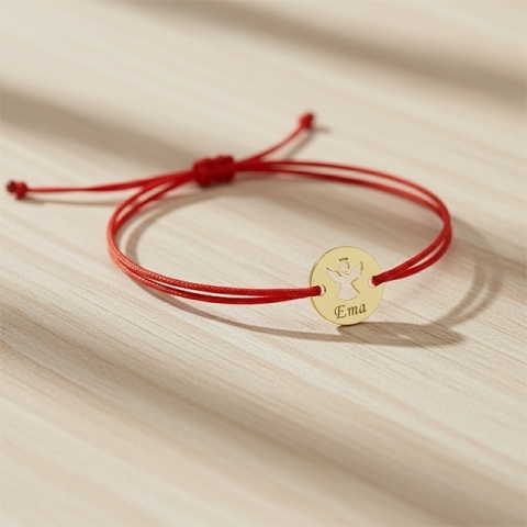 Brățară Aur 14K cu Îngeraș Decupat și Nume Gravat - Talisman Personalizat - Img 9