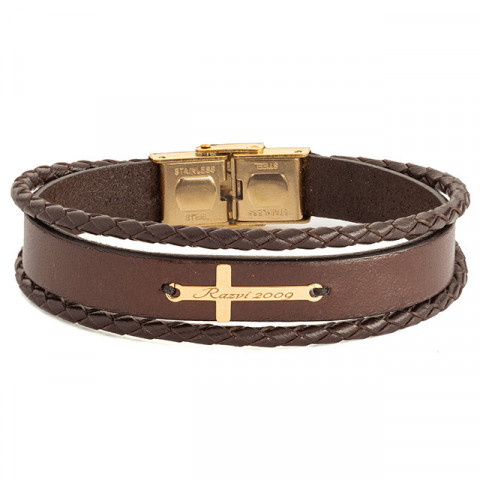 Brățară Bărbați Piele cu Cruce Aur 14K Personalizată – Model Unic M - Img 11