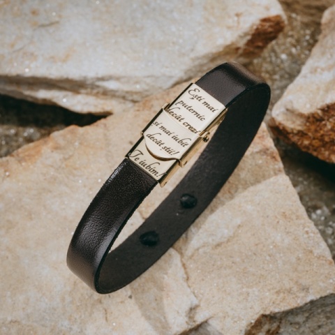 Brățară Bărbați Piele cu Cruce Aur 14K Personalizată – Model Spiritualitate - Img 8