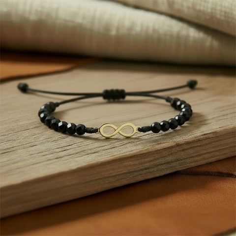 Brățară cu șnur și element infinit din aur 14K – Simbol al iubirii și conexiunii eterne | Evana