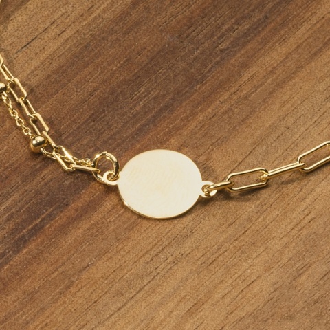 Brățară din Argint 925 cu Banut Rotund de 9 mm – Placată cu Aur, Personalizabilă față-verso - Img 5