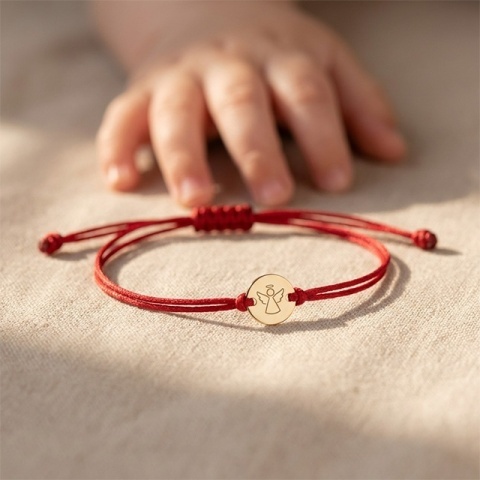 Brățară din aur 14K cu Înger protector pentru copii, personalizată, șnur reglabil - Img 4
