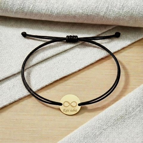 Brățară din Aur 14K cu Simbol Infinit – Bănuț Gravare Personalizabilă | Evana