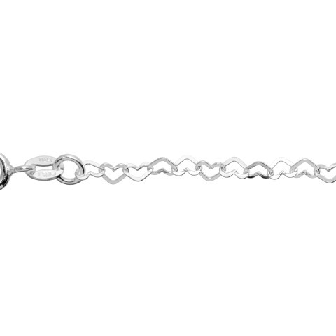 Brățară glezna argint 925 cu inimioare, placaj aur/argint, 26 cm - Img 4