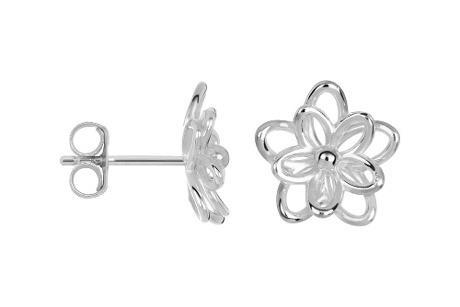 Cercei Floare din Argint 925 – 11 mm, finisaj lucios - Img 2