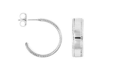 Cercei Gravați Tip Cerc Lateral din Argint 925 – 17×5 mm - Img 3