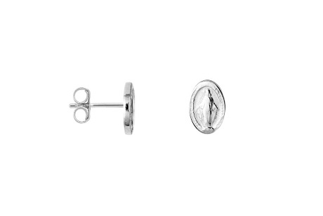 Cercei Medalion Oval cu Fecioara Maria din Argint 925 – 8×6 mm - Img 3