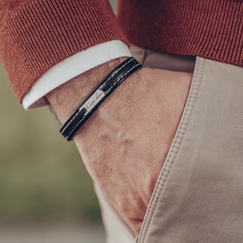 Demn – Brățară din Piele Naturală cu Argint 925 pentru Bărbați, Personalizată