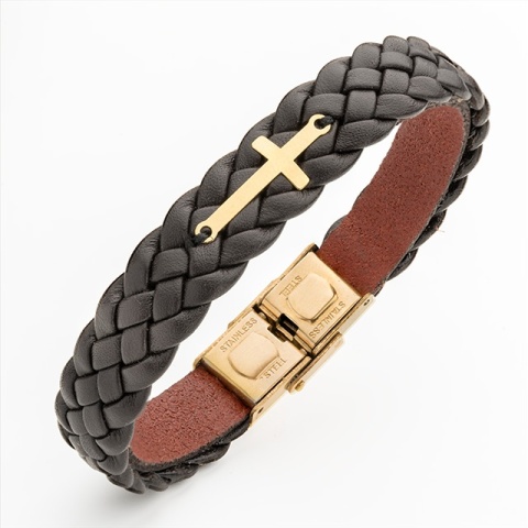 Gentleman - Lederarmband mit 14-karätigem Goldelement - elegantes Design für Herren (Edelstahlschließe) - Img 8