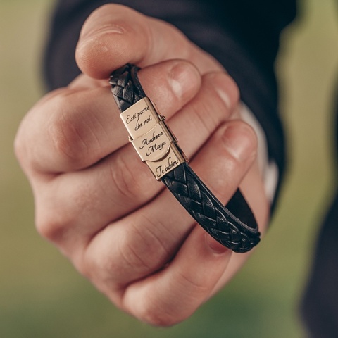 Infinit-Lederarmband und 14 Karat Gelbgold oder 14 Karat Weißgold (Edelstahlschließe) - Img 2
