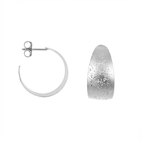 Set bijuterii din argint 925 cu textură diamantată, finisaj rodiat – inel reglabil și cercei creole - Img 2
