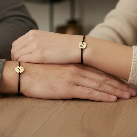 Set brățări personalizate din aur 14K cu șnur – el și ea | Evana
