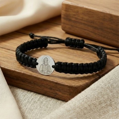 Sfântul Ilie – brățară din argint 925 pe șnur, personalizabilă - Img 2