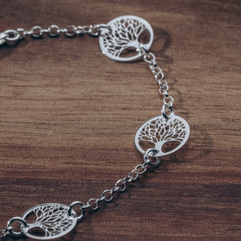 Silberarmband mit Lebensbaum-Anhängern - Img 1