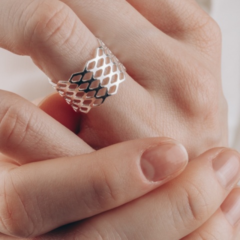 Silberring mit Diamantschliff - Img 1