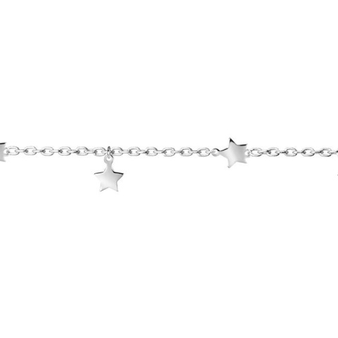 Stern-Knöchelarmband, Sterling Silber 925 mit Sternen, glänzend, 20+5 cm (25 cm) - Img 7