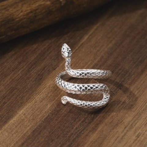 Verstellbarer Ring aus Sterlingsilber, Schlangenmuster - Img 5