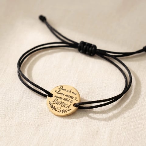 Brățară personalizată pentru bunica din aur 14K cu mesaj gravat