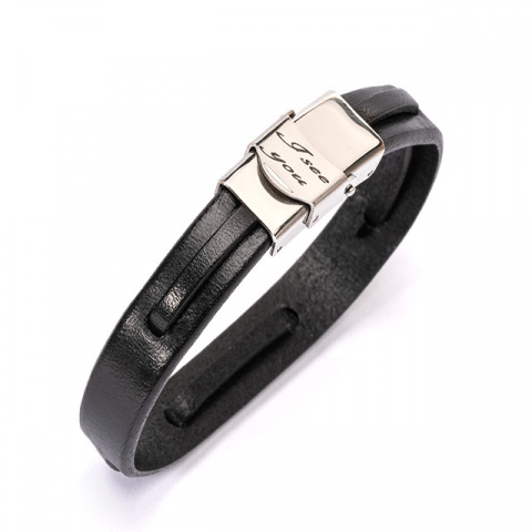 Brățară Bărbați din Piele cu Argint 925 – Gravură Foto Personalizată | Elegance - Img 6