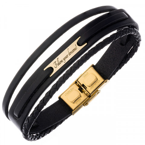 Brățară Bărbați din Piele și Aur 14K – Cadou Personalizat cu Gravură | Model Demn M - Img 8