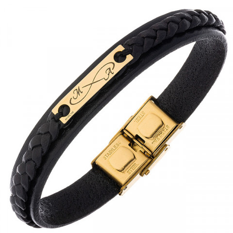 Brățară Bărbați Piele și Plăcuță Aur 14K Personalizată – Model Elegant - Img 10