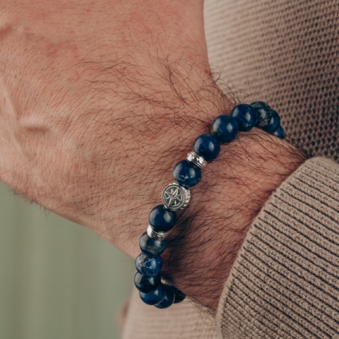Brățară sodalit cu busolă și argint 925, marimi S–XXL, lanț reglabil - Img 4