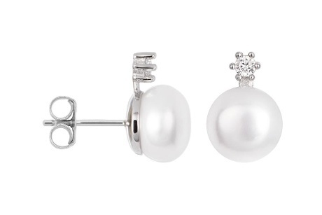 Cercei cu Perlă de 8 mm și Zirconiu din Argint 925 – 12×8 mm - Img 3