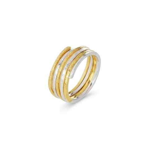 Inel din Argint 925 Two-Tone cu Elemente Detașabile | Design Texturat - Img 3
