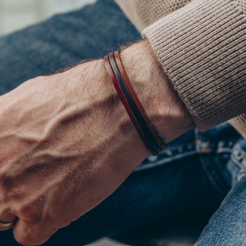 Multisir-Lederarmband mit personalisierter Edelstahlschließe - Img 2