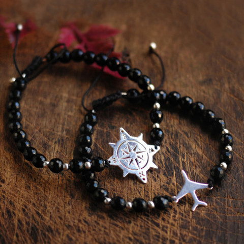 Onix Halbedelstein und Sterling Silber Armbänder Set Ich werde dir folgen - Img 2