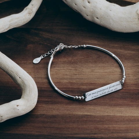 Personalisiertes Silberarmband mit eingravierter Nachricht | Evana - Img 1