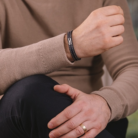 Retro Infinit Leder- und Silberarmband (Edelstahlschließe) - Img 4
