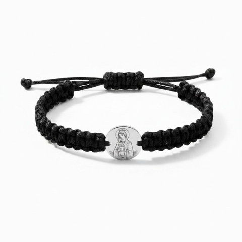 Sfânta Ana – brățară din argint 925 pe șnur, personalizabilă - Img 3