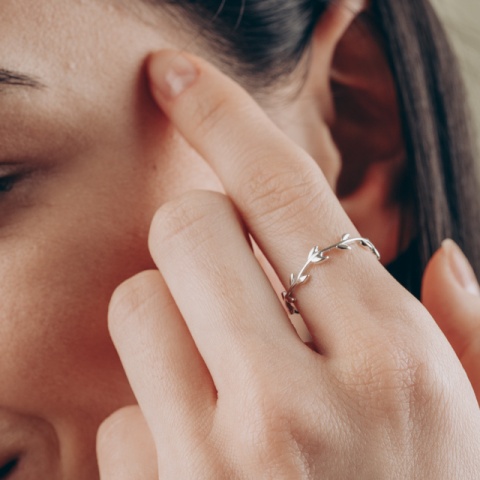 Silber 925 Blatt Ring - botanisches Design, fein und elegant - Img 2