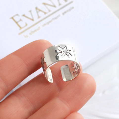 Verstellbarer Silberring, verstellbar, 12 mm breit, Mill's Neck Design Eleganter und vielseitiger Schmuck - Img 2