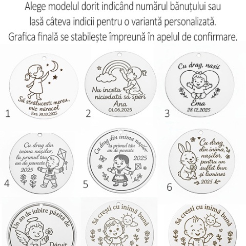 Bănuț 1 an din Argint 925 Personalizabil Tăiere Moț / 1 An | Cadou Nași - Img 6