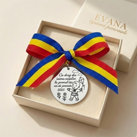 Bănuț Personalizat din Argint 925 – Cadou pentru Botez, Tăiere Moț sau Aniversare 1 An | Evana