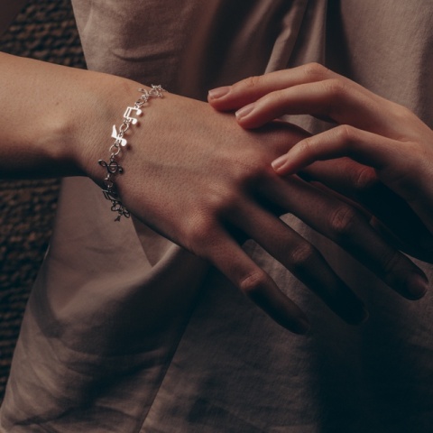 Brățară argint 925 cu simboluri muzicale – stil artistic - Img 4