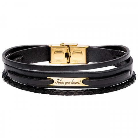 Brățară Bărbați din Piele și Aur 14K – Cadou Personalizat cu Gravură | Model Demn M - Img 11