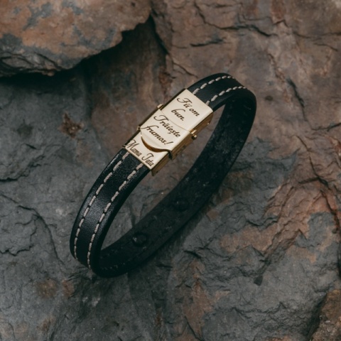 Brățară Bărbați Piele Cusută cu Cruce Aur 14K Personalizată – Model Spiritualitate Retro - Img 8