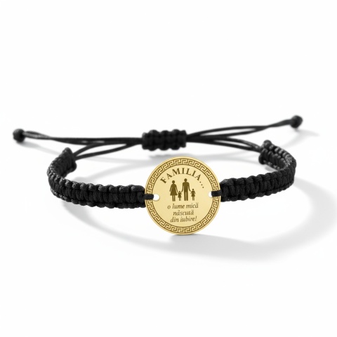 Brățară cu șnur și bănuț din aur 14K – Bijuterie familie Evana - Img 3