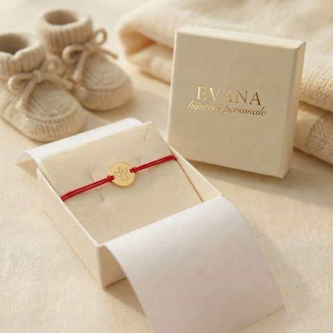 Brățară din aur 14K cu Înger protector pentru copii, personalizată, șnur reglabil - Img 3