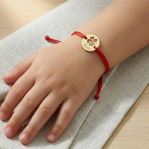 Brățară din Aur 14K cu Trifoi Decupat – Personalizabilă cu Nume