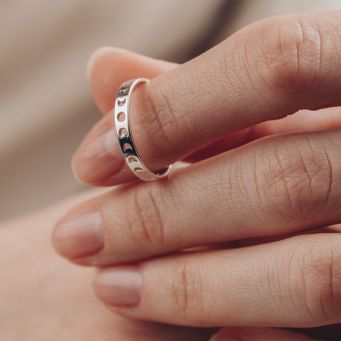 Mondphasen Ring, Sterling Silber 925, unisex, mystisch