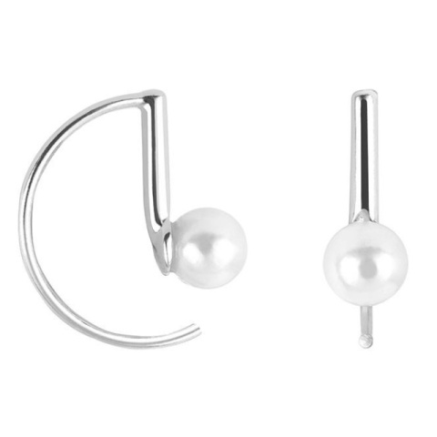 Ohrringe aus Sterlingsilber mit Zuchtperle, modernes Design - 16 mm - Img 4